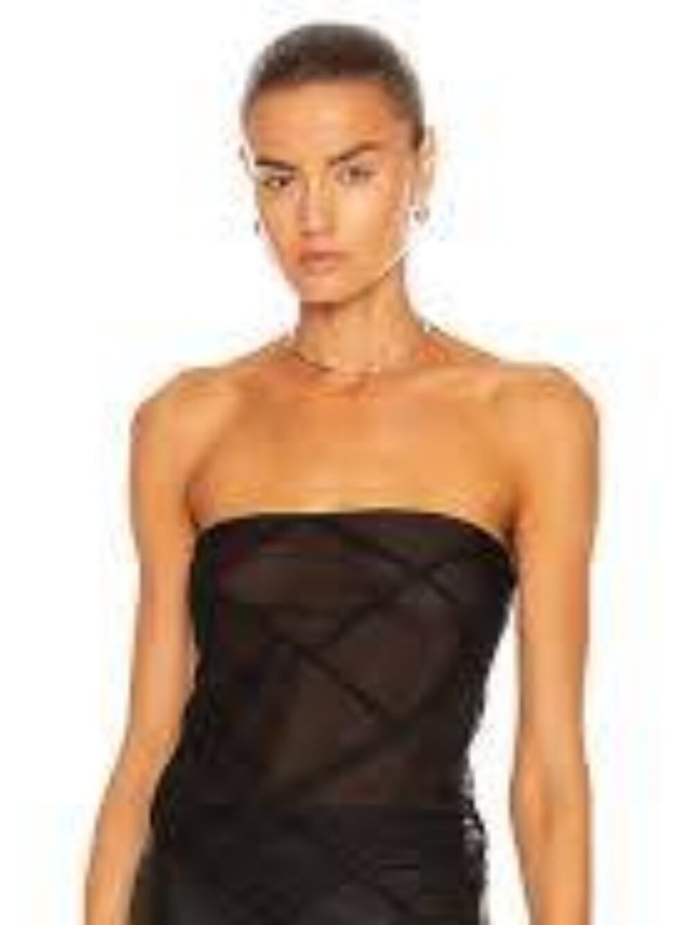Black Strapless Sheer Top